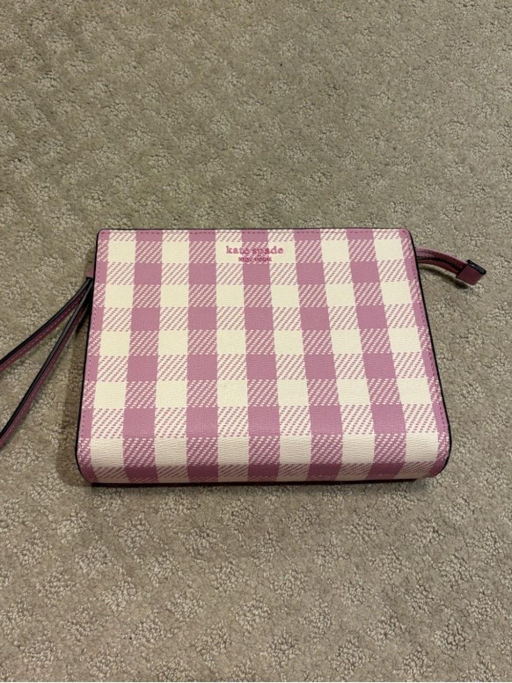 kate spade New York Pink Gingham Wristlet